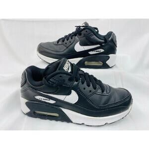 Nike Air Max 90 LTR Shoes Youth Size 3.5 Y Black White Leather Casual CD6864-010